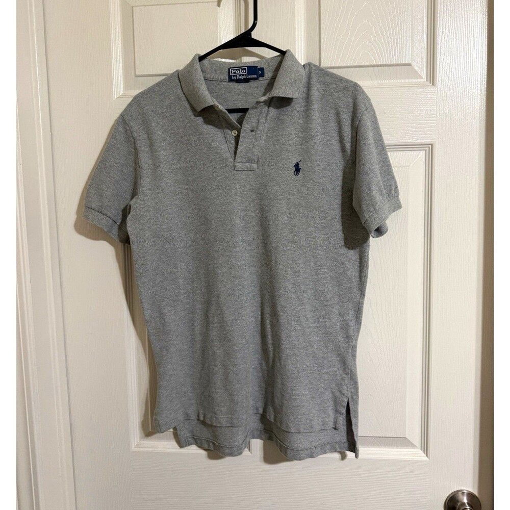 Polo by Ralph Lauren Men's S Gray Solid Knit Short Sleeve Collared Logo Polo